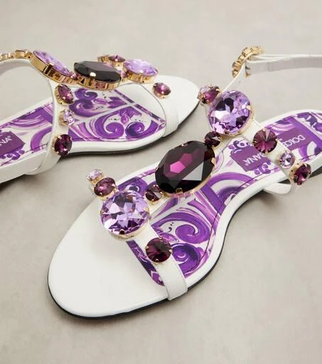 Dolce
Gabbana Embellished leather slingback sandals 5