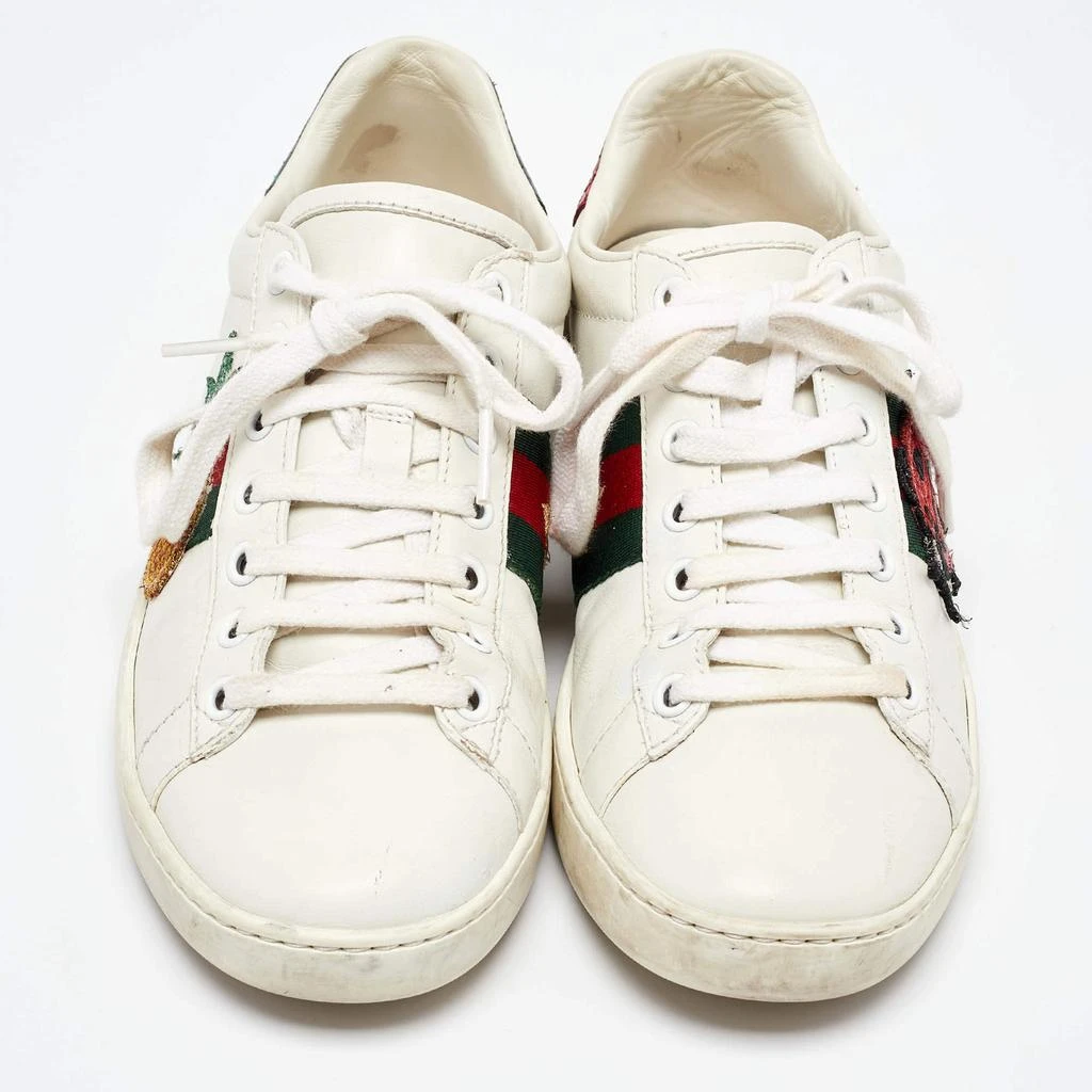 Gucci Gucci White/Red Leather and Snake Embossed Leather Ace Pineapple Sneakers Size 36 3