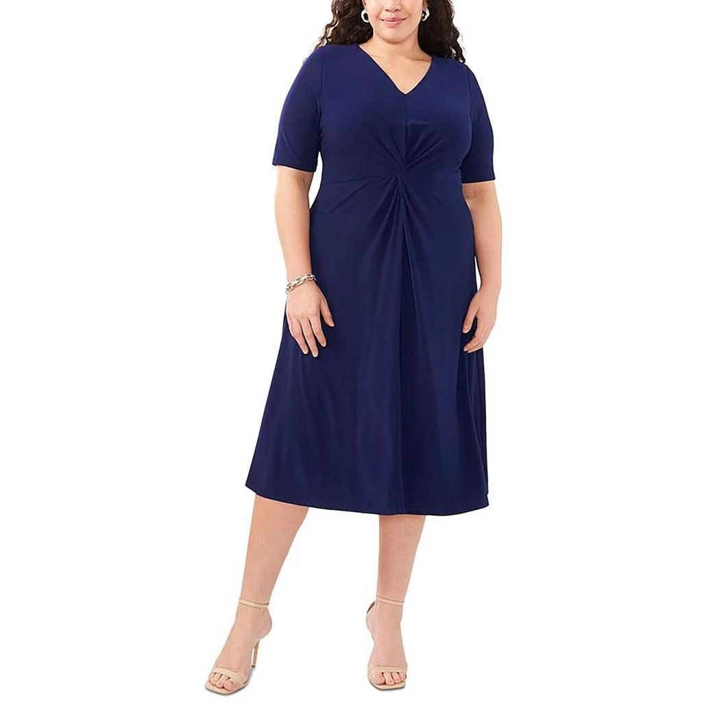 MSK Plus Womens Twist Front V-neck Midi Dress 1