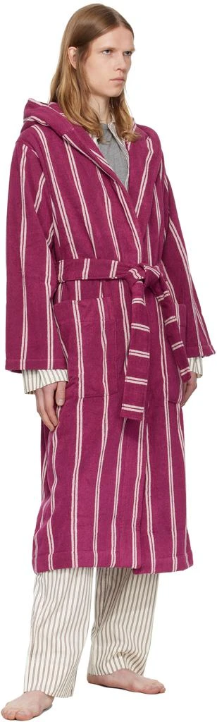 Tekla Burgundy Terry Hooded Bathrobe 4