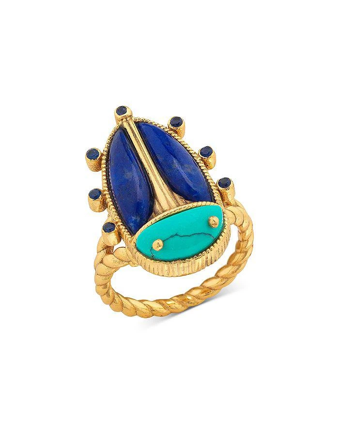 Capucine De Wulf Turquoise 
Lapis Lazuli Scarab Grande Ring