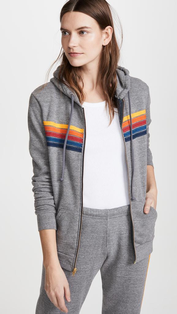 Aviator Nation 5 Stripe Zip Hoodie