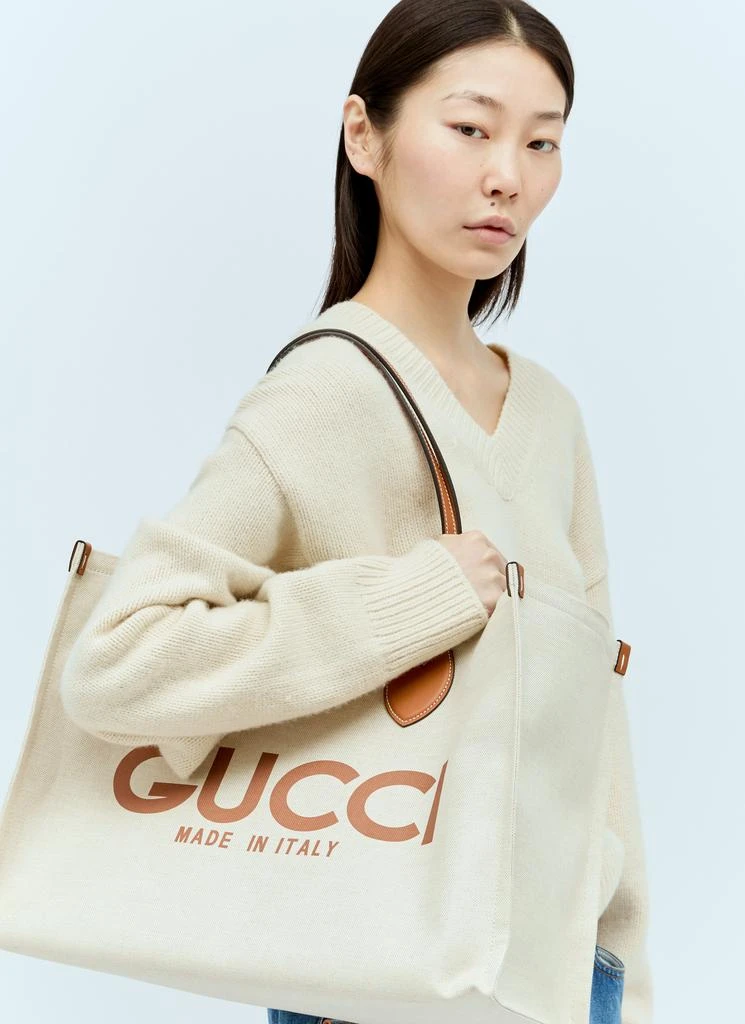 Gucci Large Logo Print Canvas Tote Bag 1