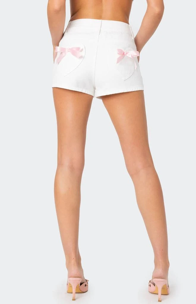 Edikted Bow Pocket Washed Denim Shorts 4