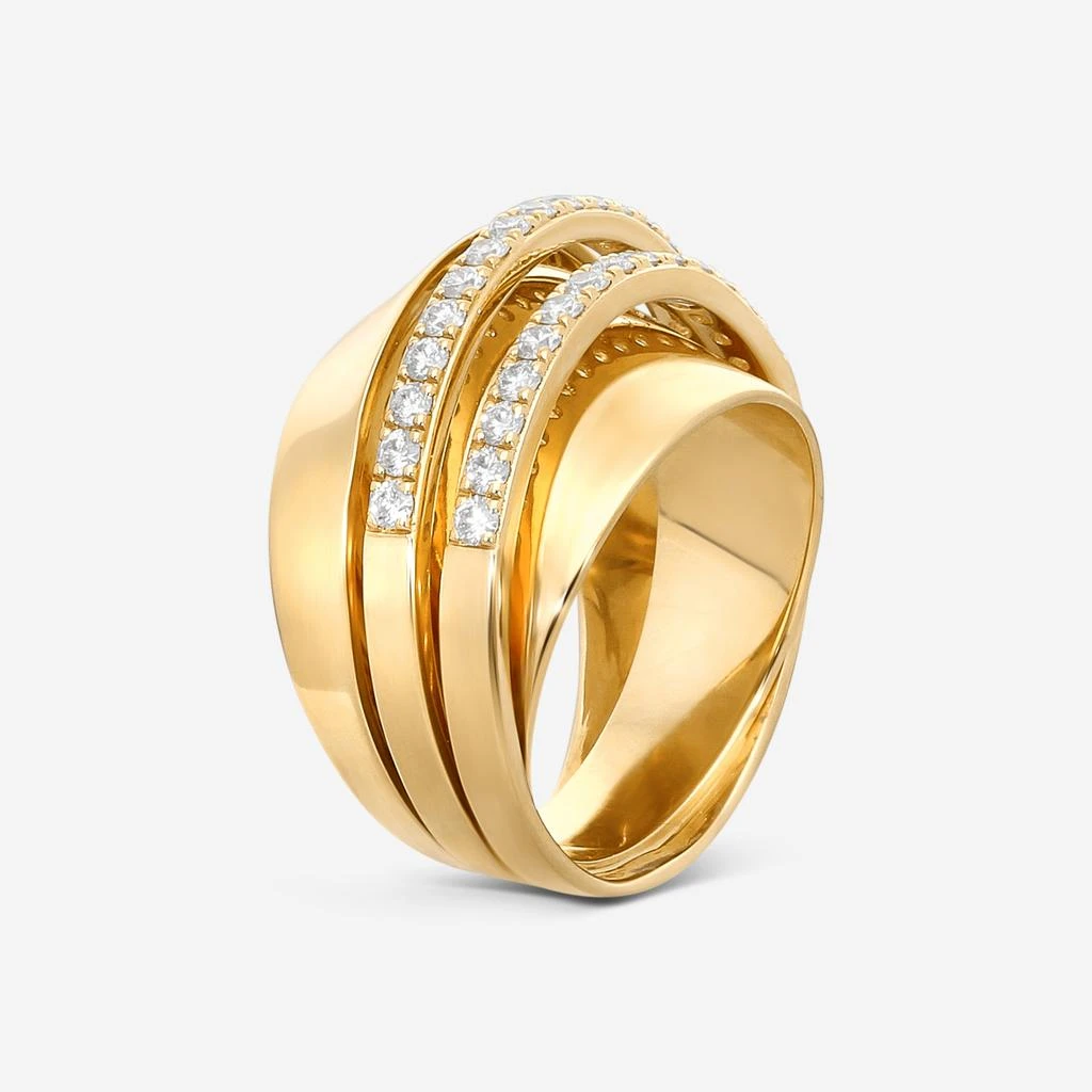 Crivelli Crivelli 18K Yellow Gold Double Diamond Row Dome Ring Sz. 7 R0289E-7