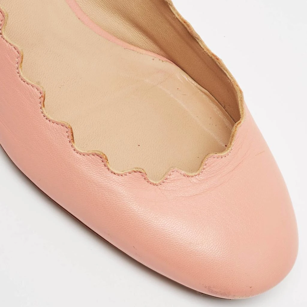 Chloé Chloe Pink Leather Laurena Scalloped Block Heel Pumps Size 37 8