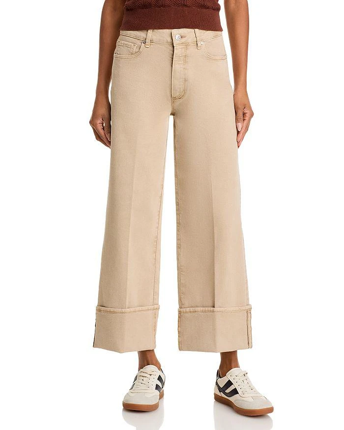 Paige Sasha High Rise Cuffed Wide Leg Jeans in Vintage Soft Sand 7