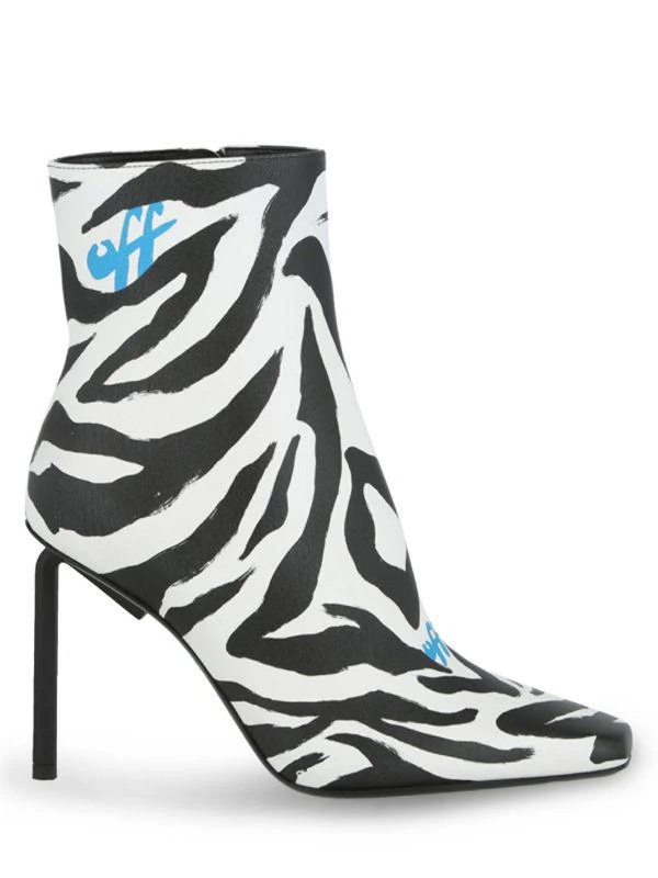 Off-White High Allen 100MM Zebra Print Leather Booties 1