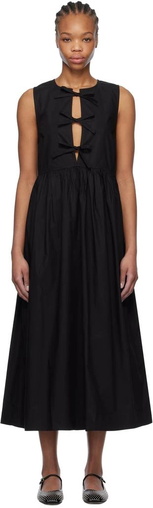 Ganni Black Cotton Poplin Midi Dress 1