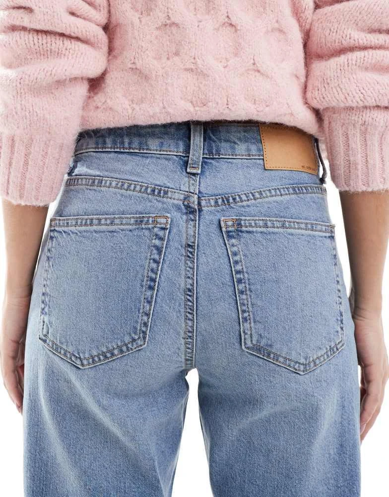 ASOS ASOS DESIGN ankle grazer straight leg jeans in mid blue - MBLUE 4
