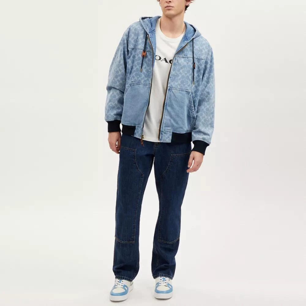 Coach Signature Denim Hooded Zip Up Jacket 2