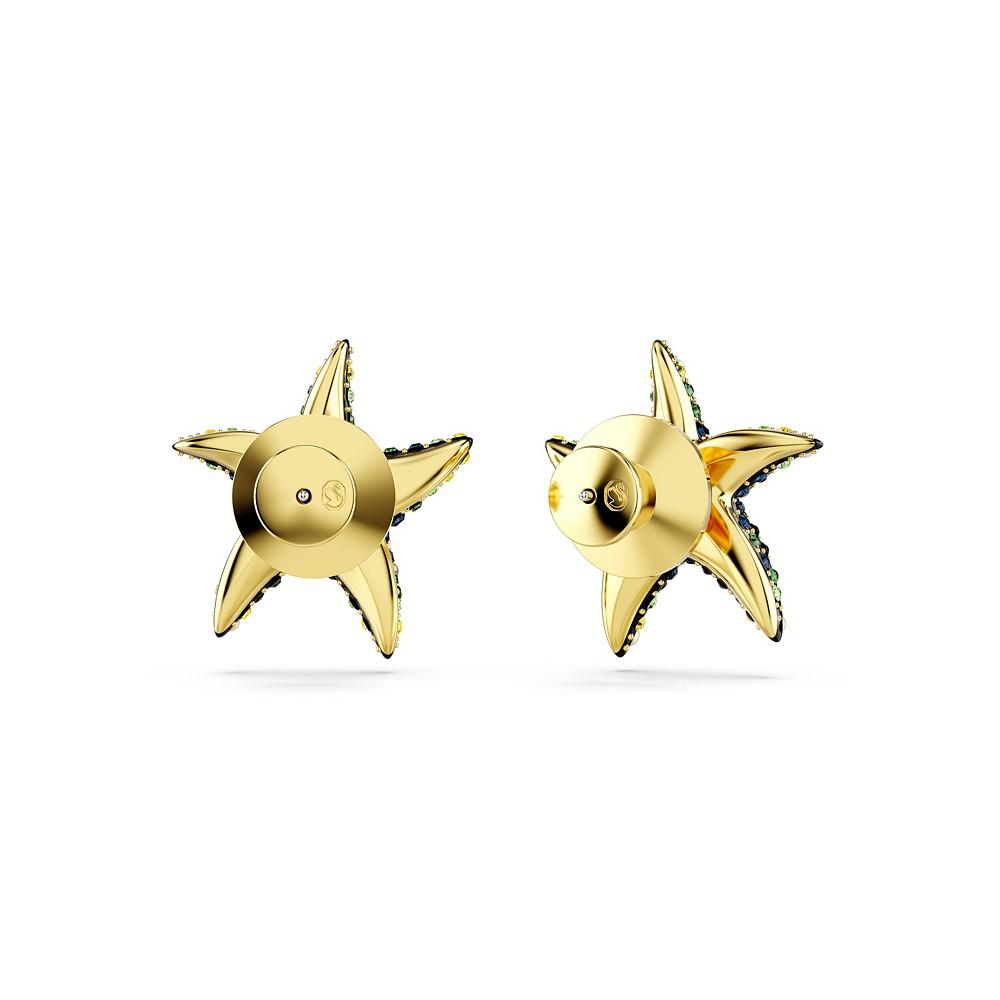 Swarovski Starfish, Small, Blue, Gold-Tone Idyllia Stud Earrings