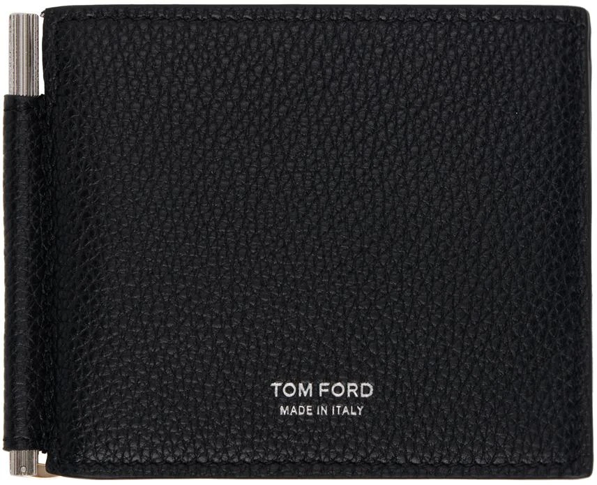 Tom Ford Black Grained Leather Money Clip Wallet 1