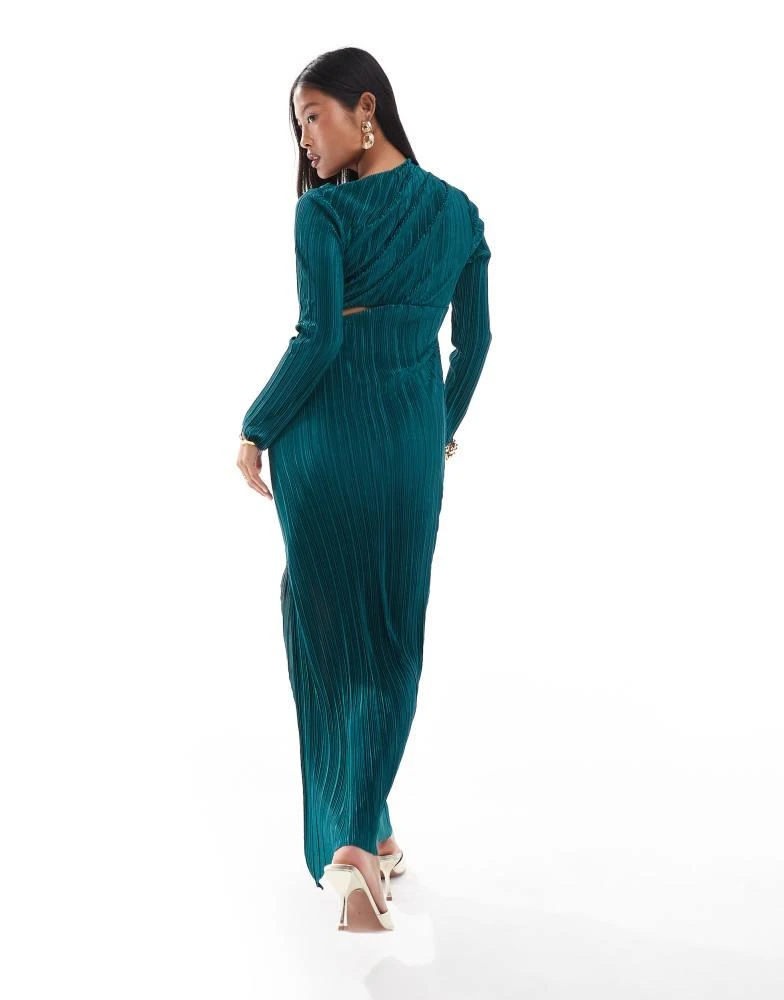 asos green petite dress Velvet Satin Kaftan Dress with Embroidery Details – M.R DESIGN main image 1