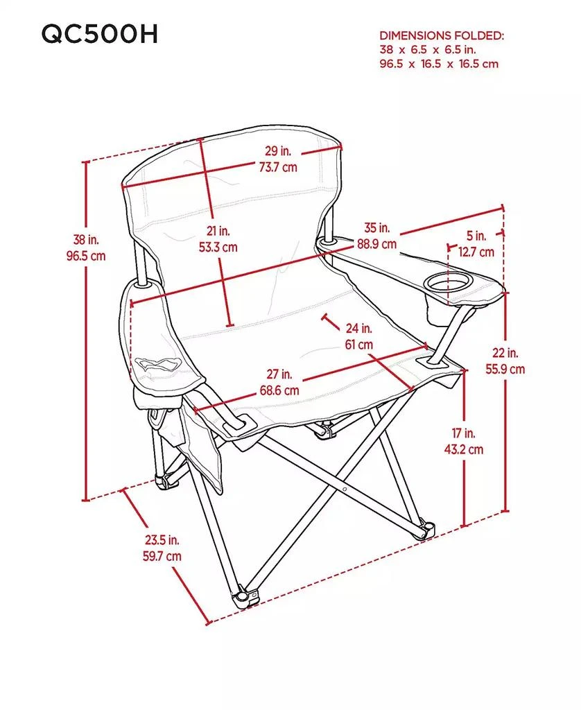 Camp 
Go Heavy-Duty Heated Quad Outdoor Camping Chair, Folding Heated Chair with 18" USB Cable, Storage Compartment, and Cup Holder, Black 2