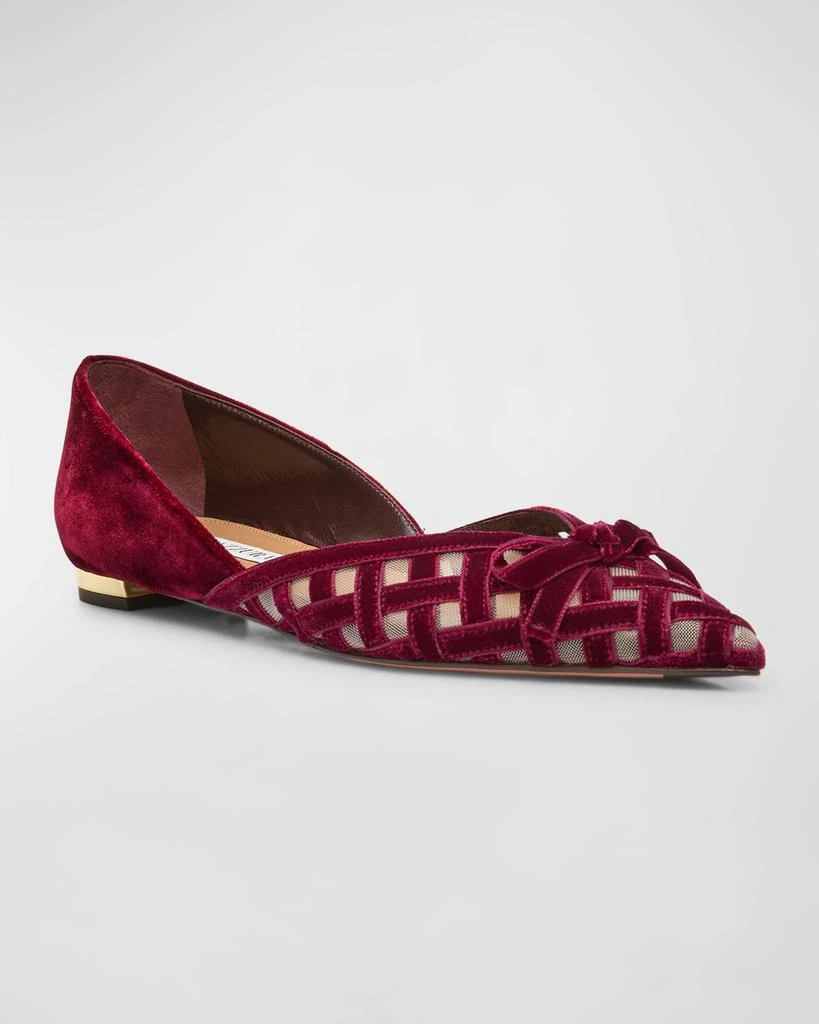 Aquazzura Romance Velvet Bow Ballerina Flats 2