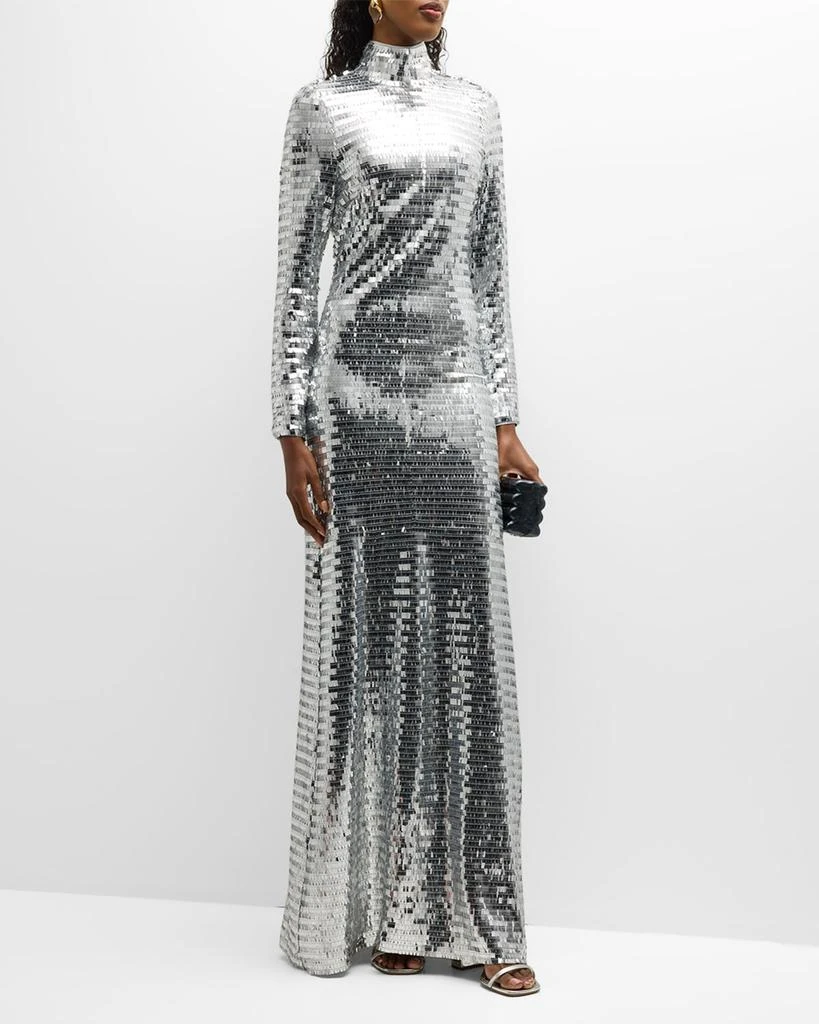 Simon Miller Sequin Sculpty High-Collar Maxi Dress 3