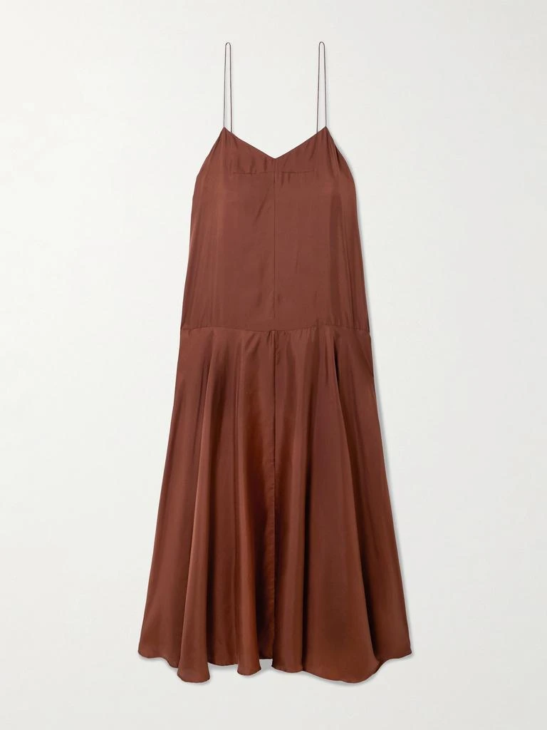 ST. AGNI Silk-twill Maxi Dress - Brick