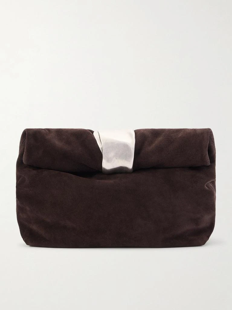 Staud Cuff Suede Clutch - Dark brown