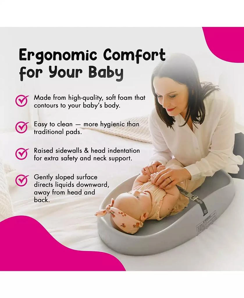 Bumbo Diaper Changing Pad, Ergonomic Baby Changing Mat with Safety Belt, Gray 5