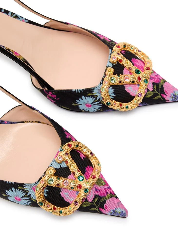Valentino VLogo 80 floral-print slingback pumps 3