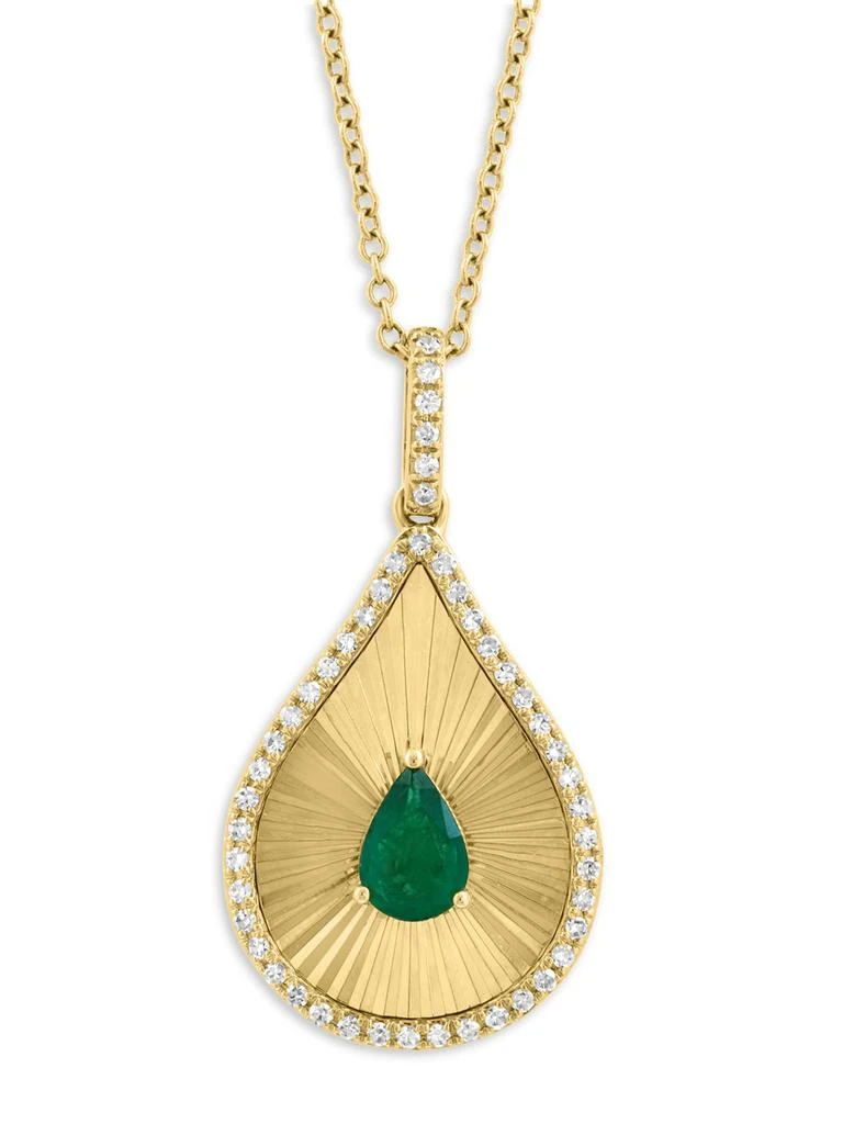 Effy 14K Yellow Gold, Diamond
0.38 TCW Natural Emerald Pendant Necklace 2
