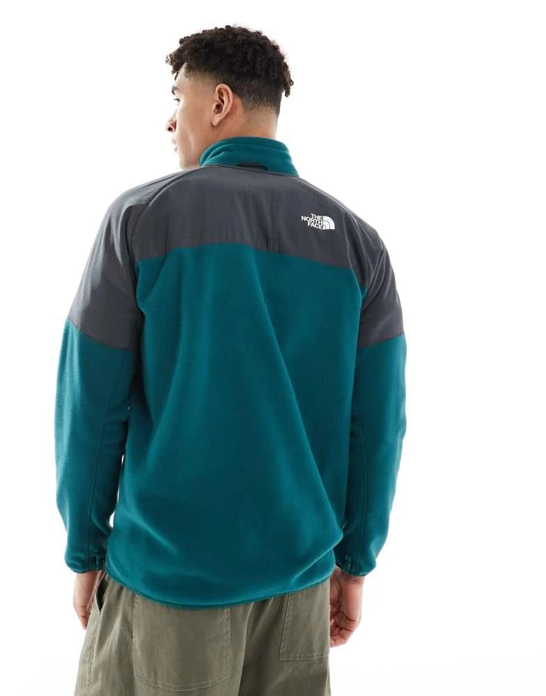 The North Face The North Face Glacier heavyweight full-zip fleece in green and grey 4