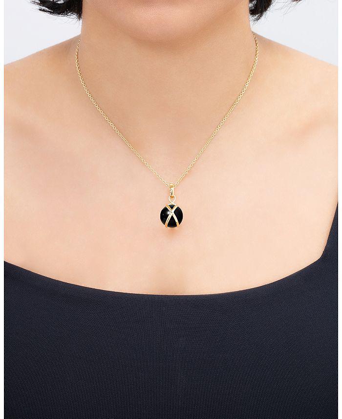 L. Klein 18K Yellow Gold Prisma Black Agate Medium Pendant Necklace, 16-18"