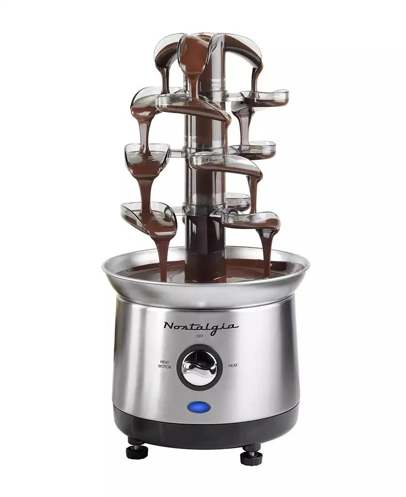 Nostalgia 2 Pound Stainless Steel Cascading Fondue Fountain Chocolate, BBQ Sauce, Ranch, Nacho Cheese, Buffalo Sauce 2