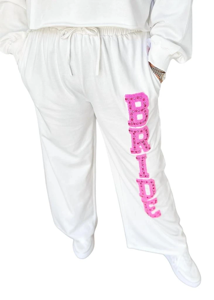 Peach Love Bride Sweatpants In White 1