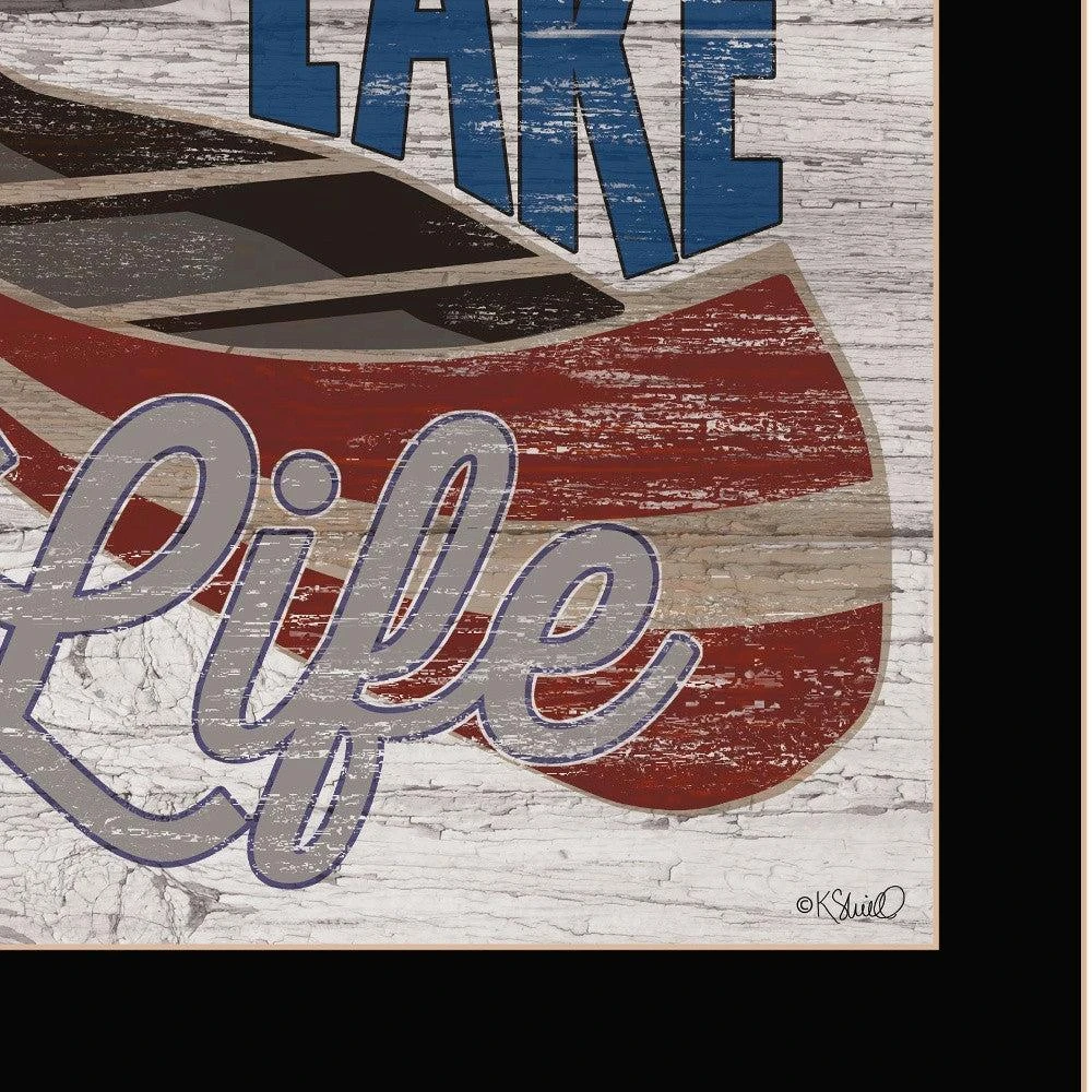 Hivvago Lake Life Canoe 1 Black Framed Print Wall Art 3