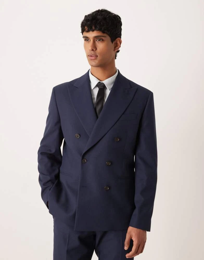 ASOS ASOS DESIGN slim suit jacket in navy texture