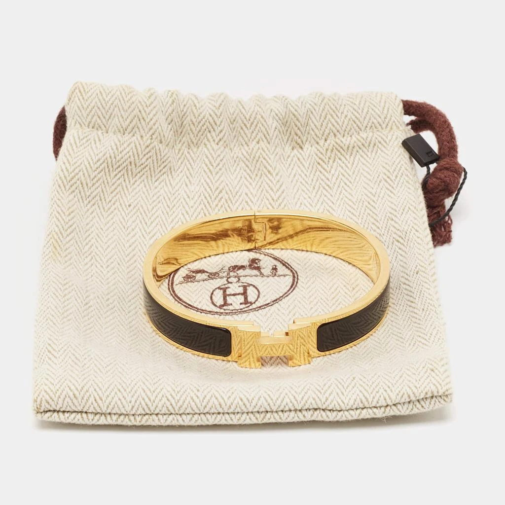 [二手商品] Hermes Hermès Clic H Black Enamel Gold Plated Bracelet 6