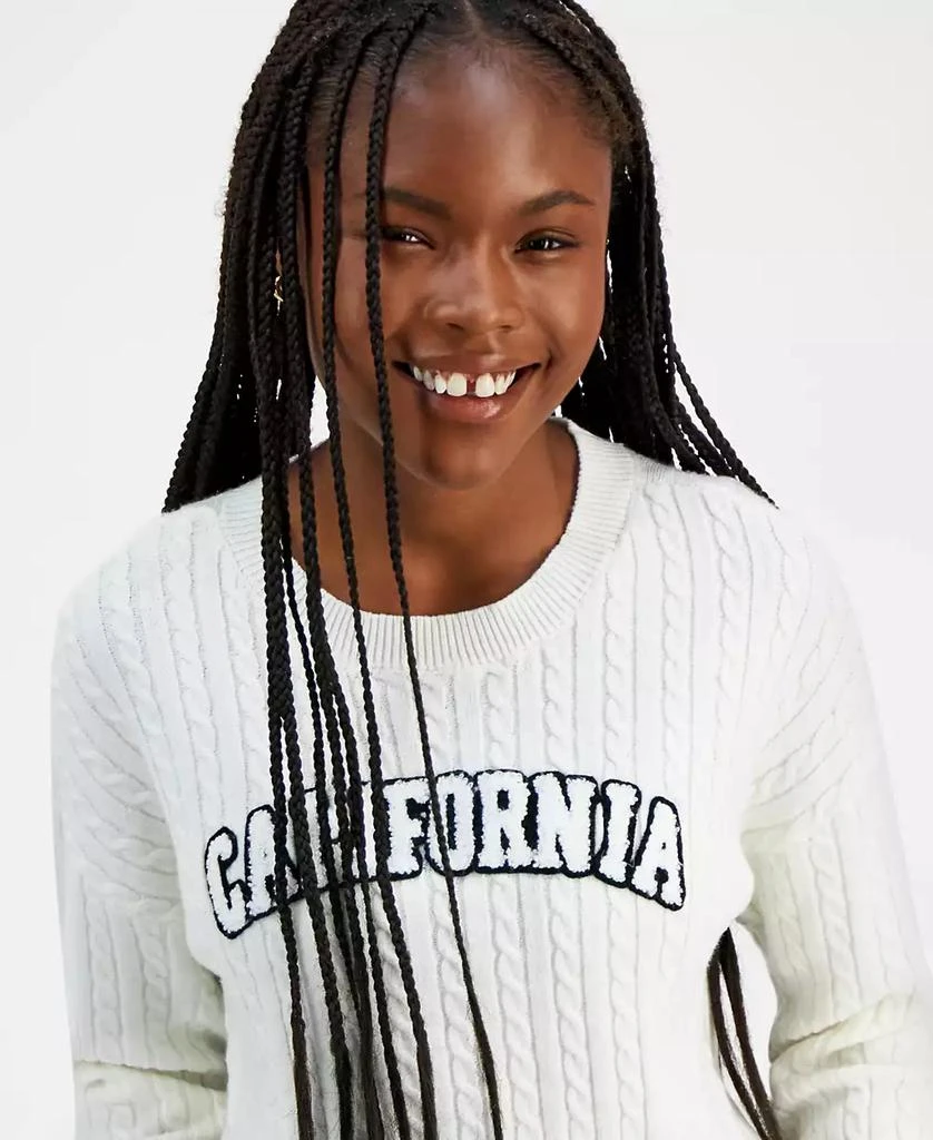 Ultra Flirt Juniors' Cable-Knit Varsity Lettering Sweater 3