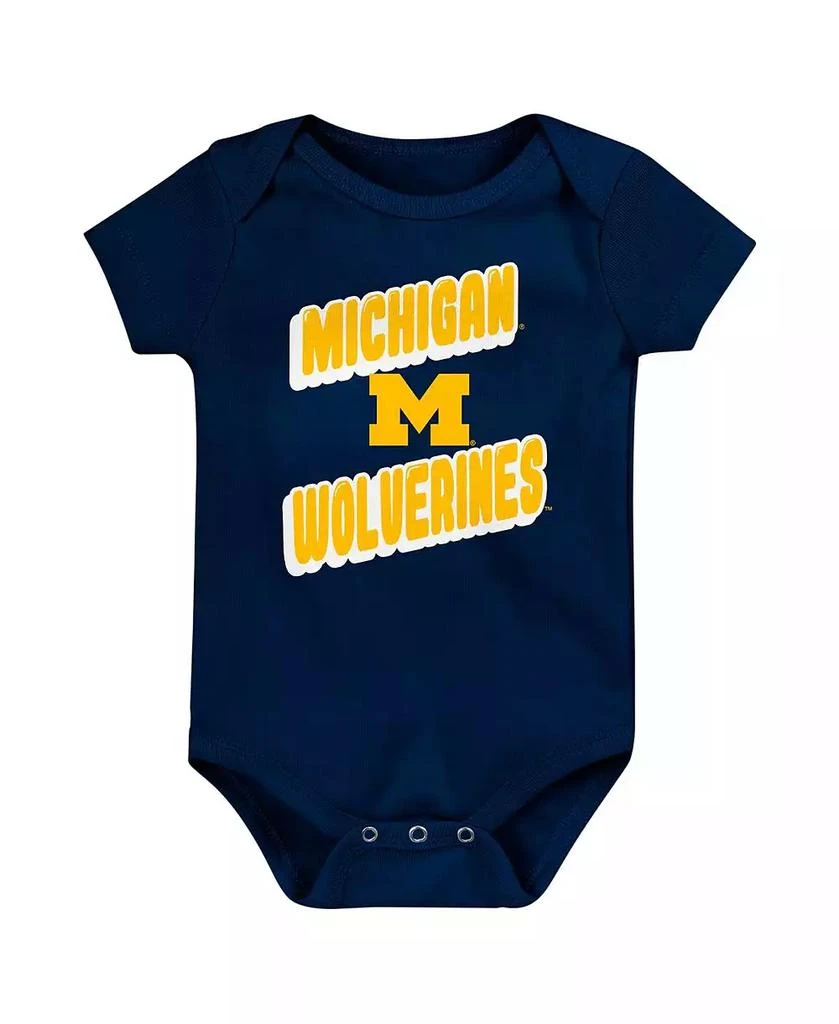 Outerstuff Newborn Navy Michigan Wolverines Sunday Comics 3-Pack Bodysuit Set 4