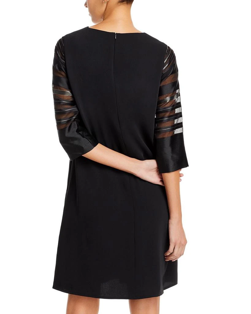 Caroline Rose Sheer Stripe Sleeve Crepe Shift Dress 2