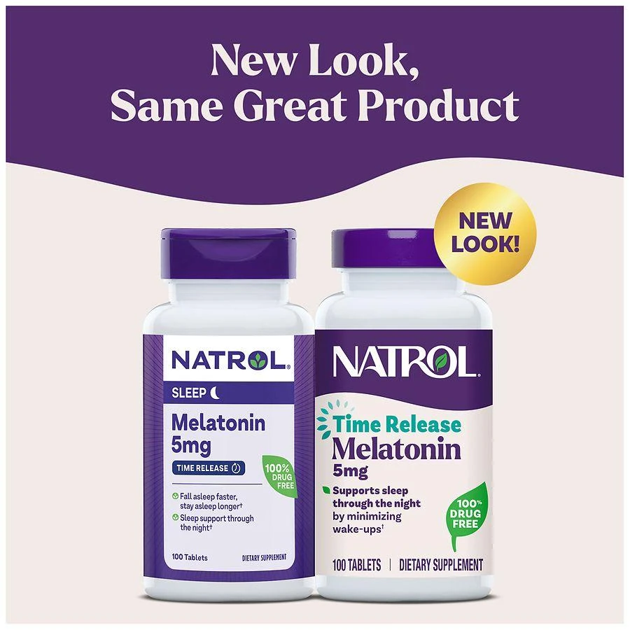 Natrol Melatonin 5 mg Time Release Nighttime Sleep Aid Tablets Unflavored 2