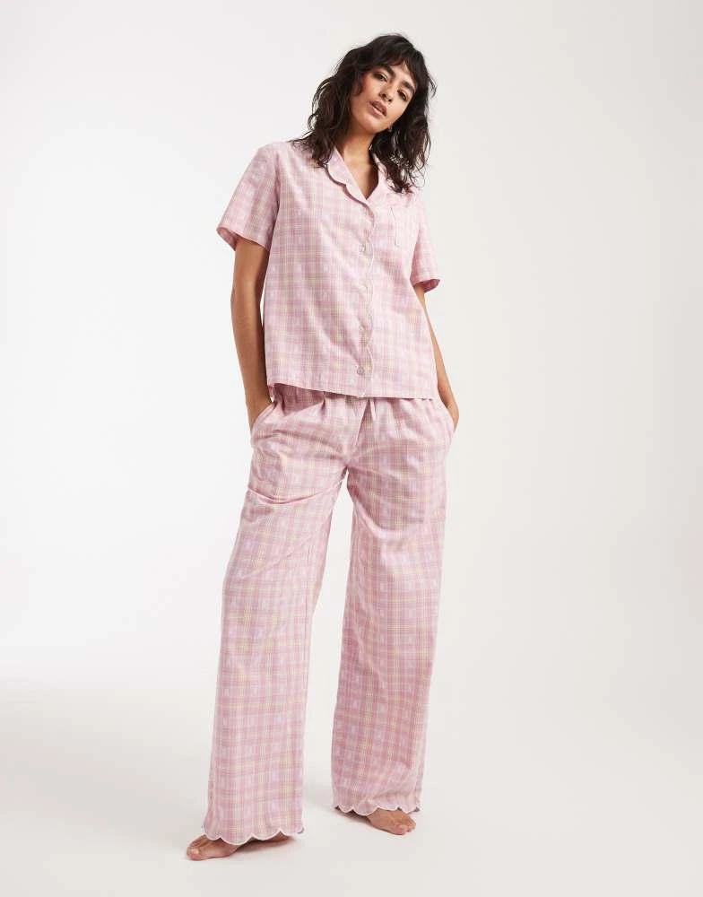 Daisy Street Daisy Street short sleeve pyjama set in pink check