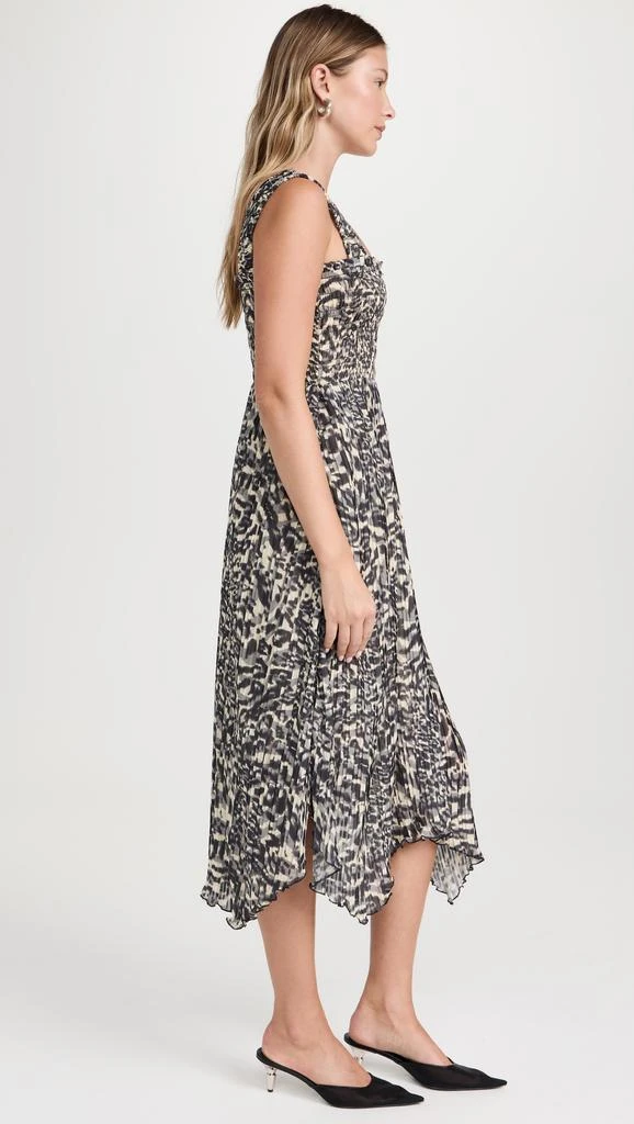 Ganni Pleated Georgette Smock Midi Strap Dress 3