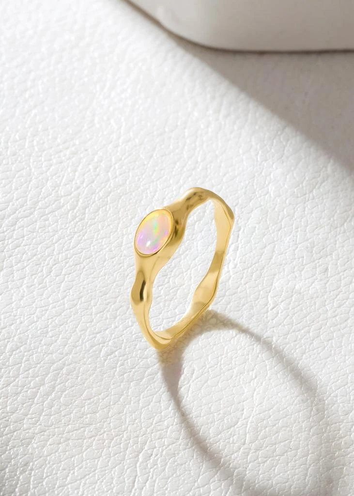 Tiramisu 14K Gold Plated Over 925 Sterling Silver Ethiopian Opal Handcrafted Ring 4