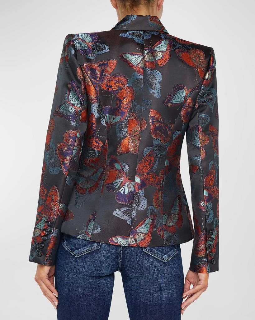 L'Agence Marie Butterfly Jacquard Double-Breasted Blazer 3