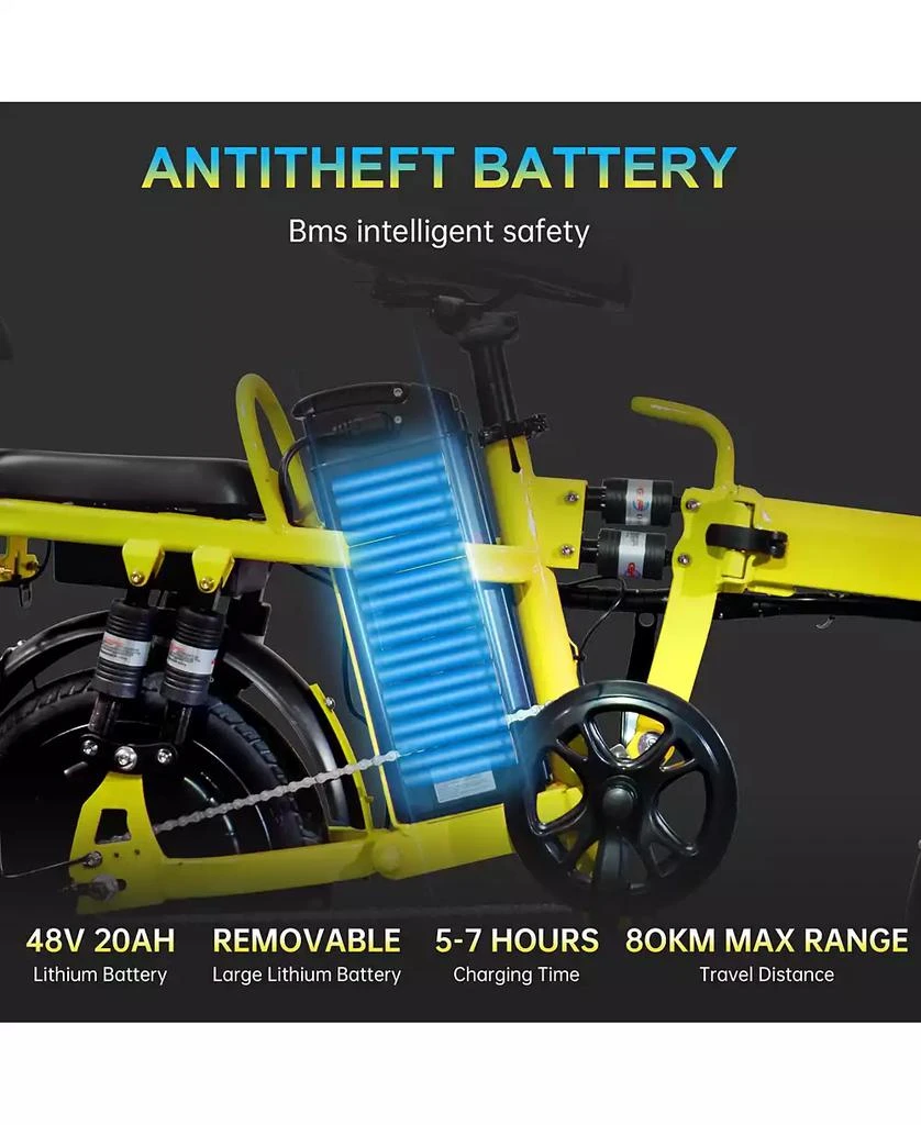 LTMATE Global Inc. Foldable 500W Electric Bike, LED Display, Shock Absorption, Anti-Theft Alarm 7