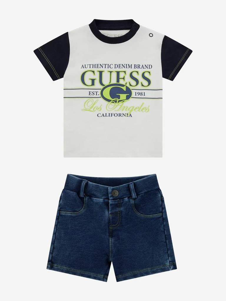 GUESS Baby Boys Denim Short Set in White 1