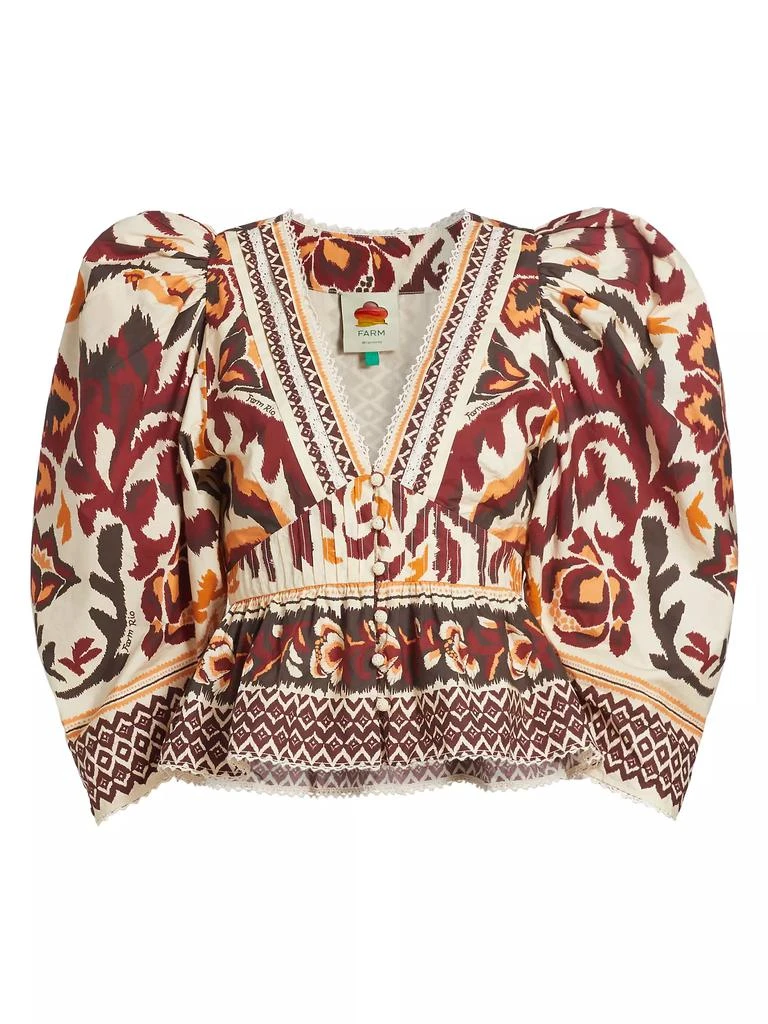 Farm Rio Toucans Scarf Puffed Sleeve Blouse 1