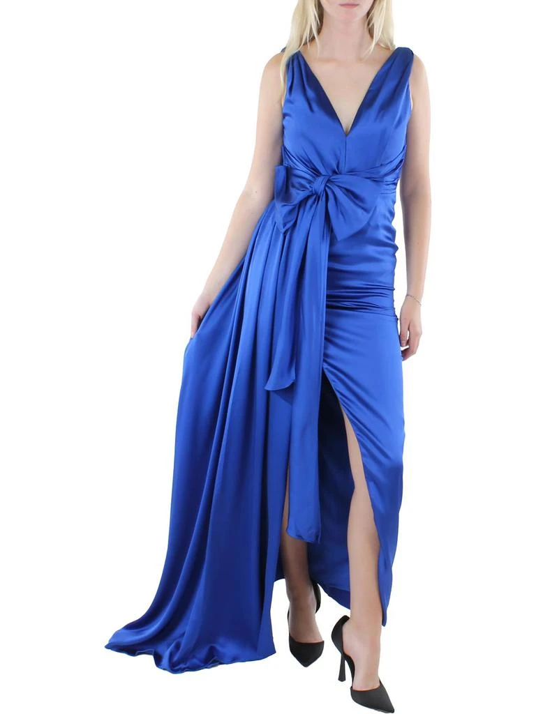 Mac Duggal Womens Satin Draped Evening Dress 1