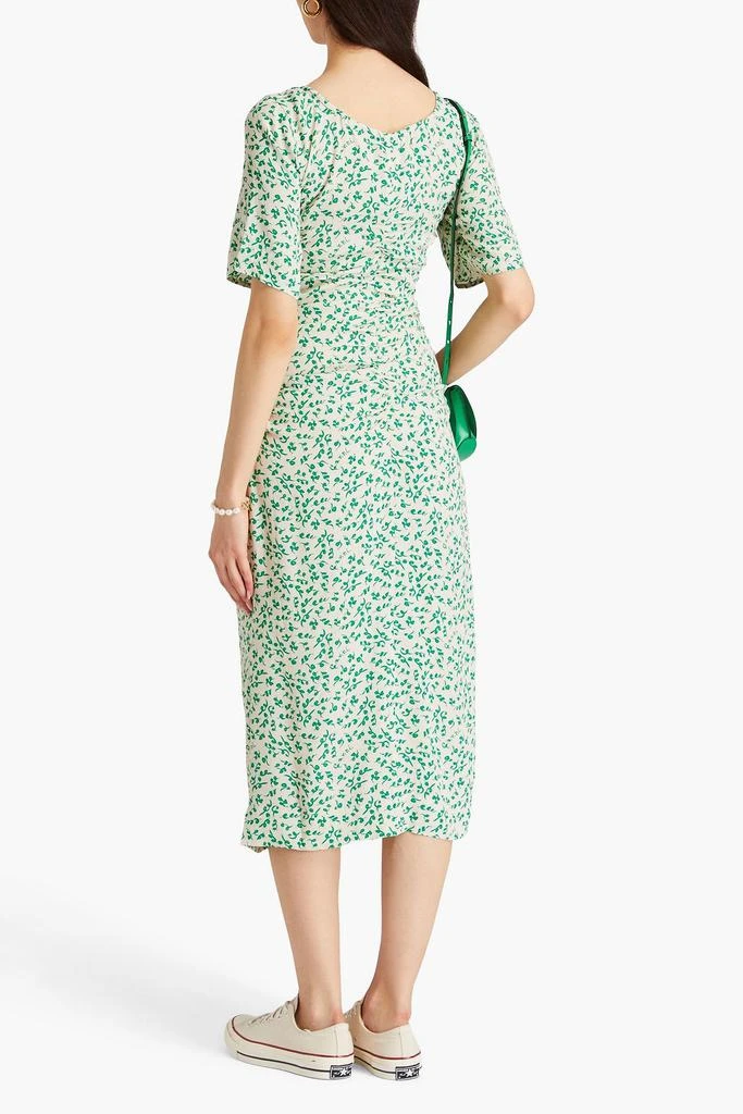 Ganni Ruched printed crepe midi dress 3