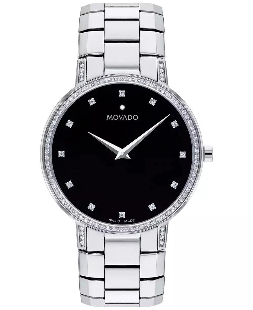 Movado Men's Swiss Faceto Diamond (3/8 ct. t.w.) Stainless Steel Bracelet Watch 39mm 1