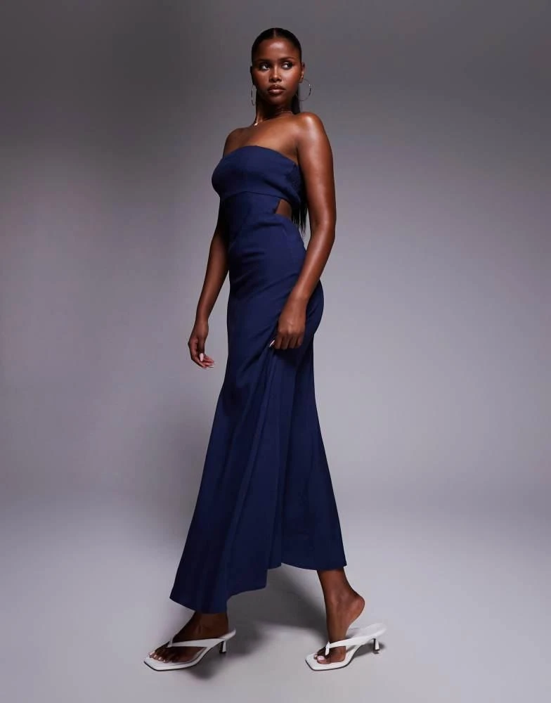 Shop Princess Polly Yahir linen bandeau shirred back cut out detail maxi  dress in navy on Sale at BeyondStyle  Get 65% Off Princess Polly Yahir  linen bandeau shirred back cut out