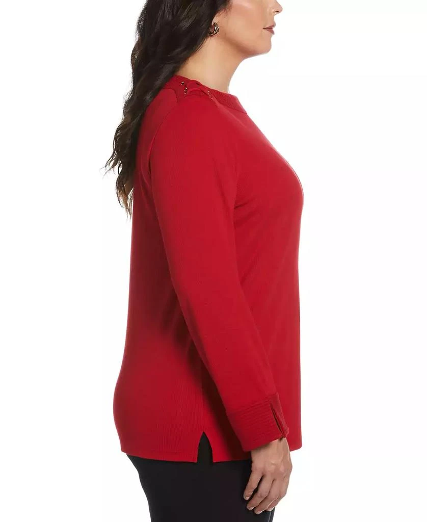 Rafaella Plus Size Laced Boatneck Long Sleeve Top 3