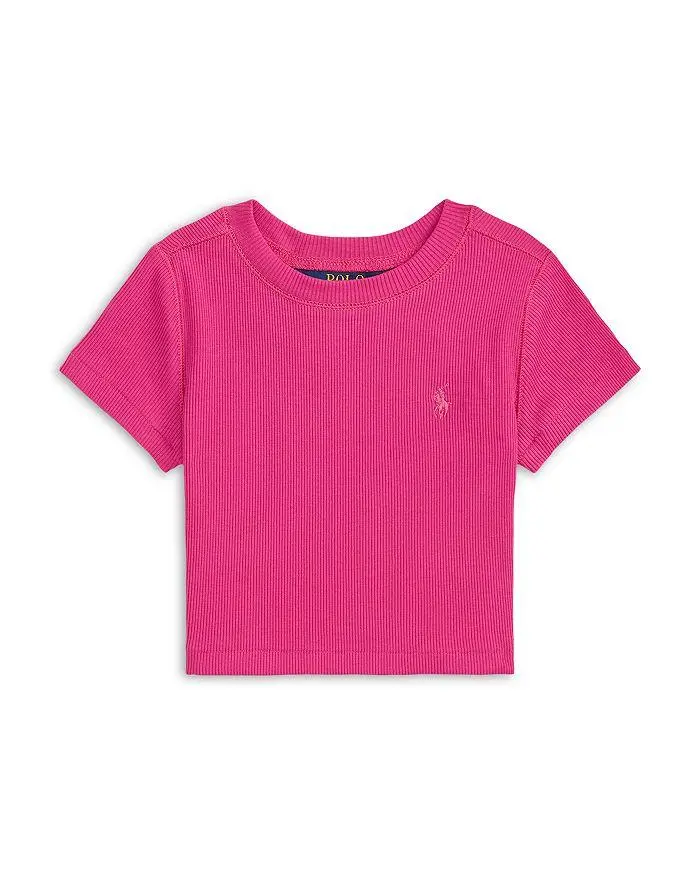 Ralph Lauren Girls' Ribbed Boxy Tee - Big Kid, Little Kid